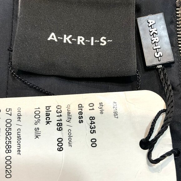 Akris 100% Silk Dress with Sheer Mesh Skirt & Vertical Stripe Detail ,US 8 - Picture 4 of 11